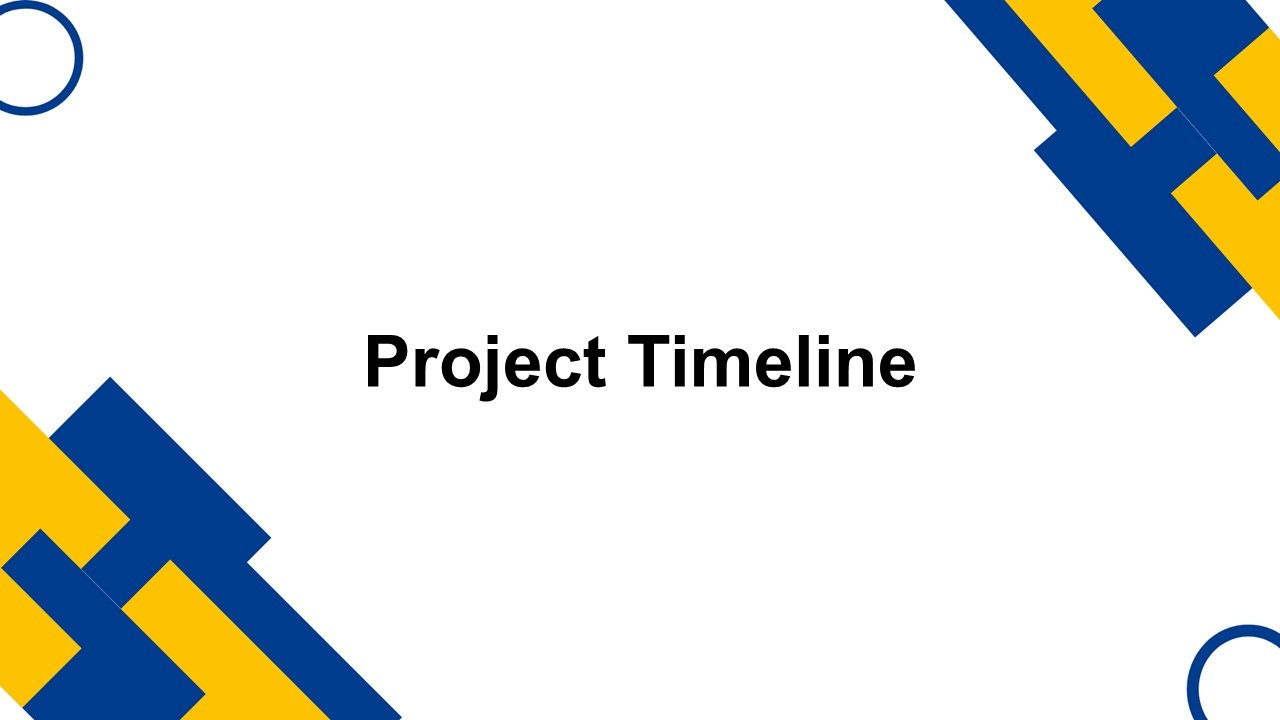 Project timeline template showing minimal layout, white space, blue and yellow blocks for schedule planning