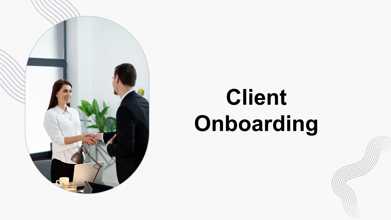 Client onboarding template cover showing clear text holder, minimal layout, modern pastel shapes for smooth onboarding.